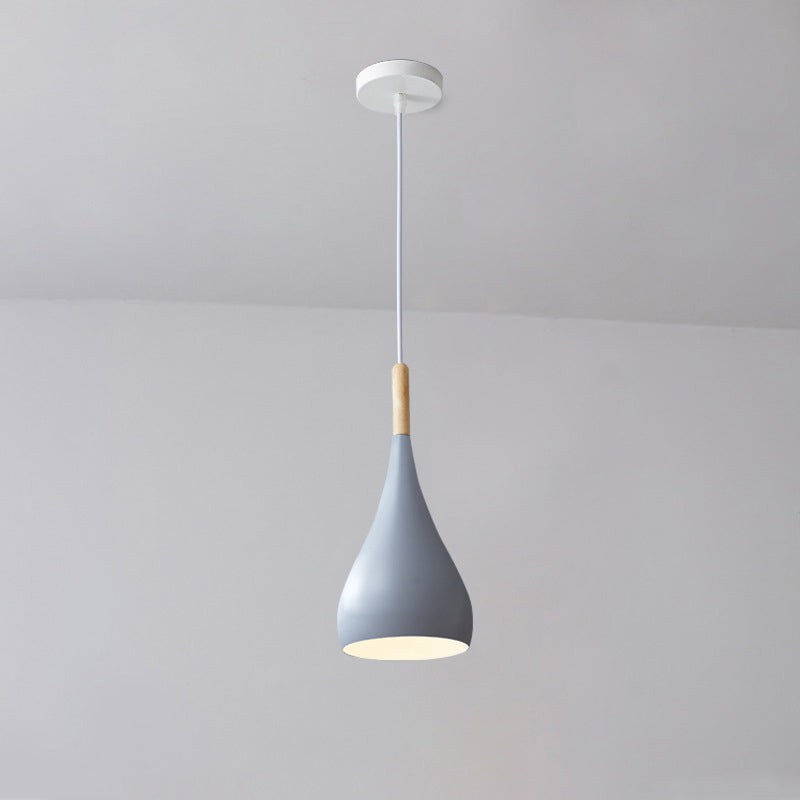 Hjemix | Nordic Iron Wood Aluminium Pumpkin Water Drop 1-Lyskilde Pendellampe for Spisestue