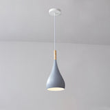 Hjemix | Nordic Iron Wood Aluminium Pumpkin Water Drop 1-Lyskilde Pendellampe for Spisestue