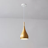 Hjemix | Nordic Iron Wood Aluminium Pumpkin Water Drop 1-Lyskilde Pendellampe for Spisestue