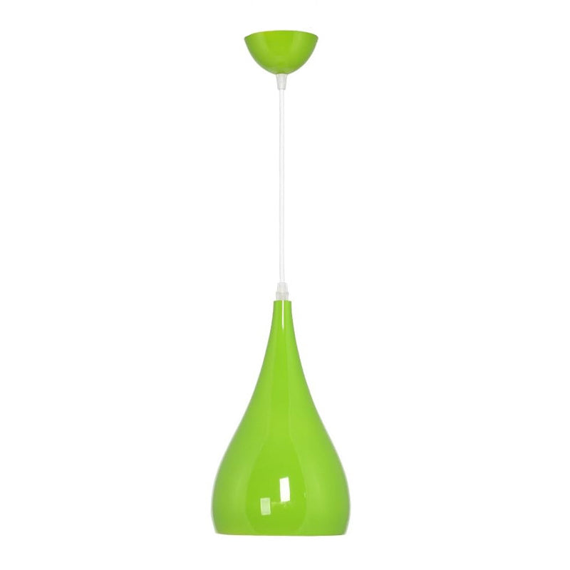 Hjemix | Nordic Iron Wood Aluminium Pumpkin Water Drop 1-Lyskilde Pendellampe for Spisestue