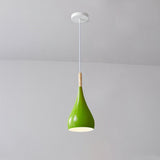 Hjemix | Nordic Iron Wood Aluminium Pumpkin Water Drop 1-Lyskilde Pendellampe for Spisestue