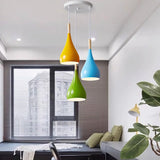Hjemix | Nordic Iron Wood Aluminium Pumpkin Water Drop 1-Lyskilde Pendellampe for Spisestue
