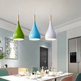 Hjemix | Nordic Iron Wood Aluminium Pumpkin Water Drop 1-Lyskilde Pendellampe for Spisestue