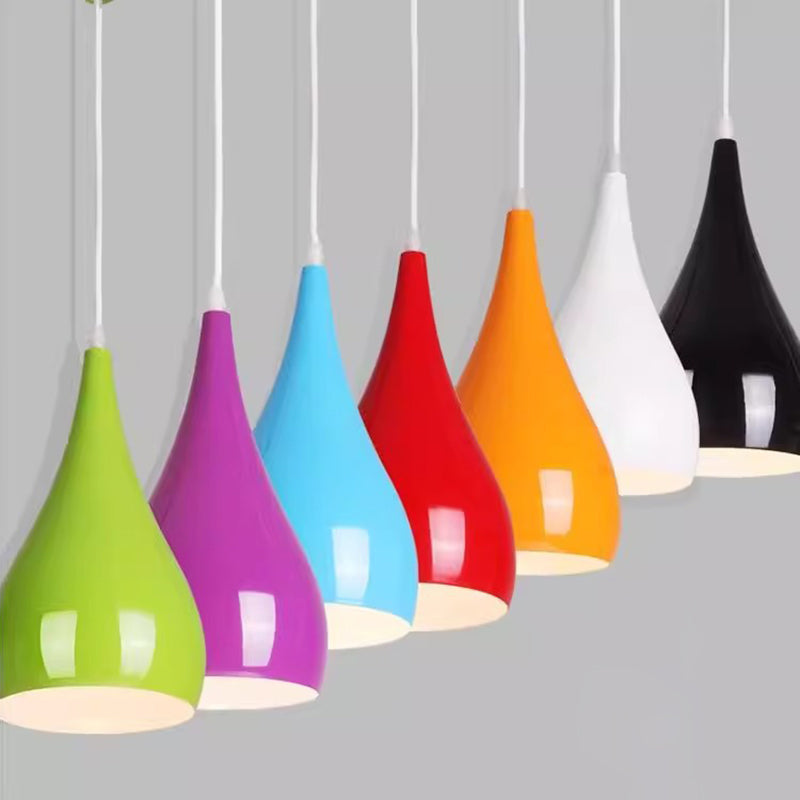 Hjemix | Nordic Iron Wood Aluminium Pumpkin Water Drop 1-Lyskilde Pendellampe for Spisestue