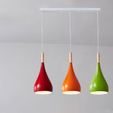 Hjemix | Nordic Iron Wood Aluminium Pumpkin Water Drop 1-Lyskilde Pendellampe for Spisestue