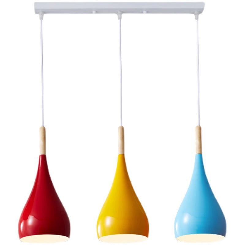Hjemix | Nordic Iron Wood Aluminium Pumpkin Water Drop 1-Lyskilde Pendellampe for Spisestue
