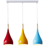 Hjemix | Nordic Iron Wood Aluminium Pumpkin Water Drop 1-Lyskilde Pendellampe for Spisestue