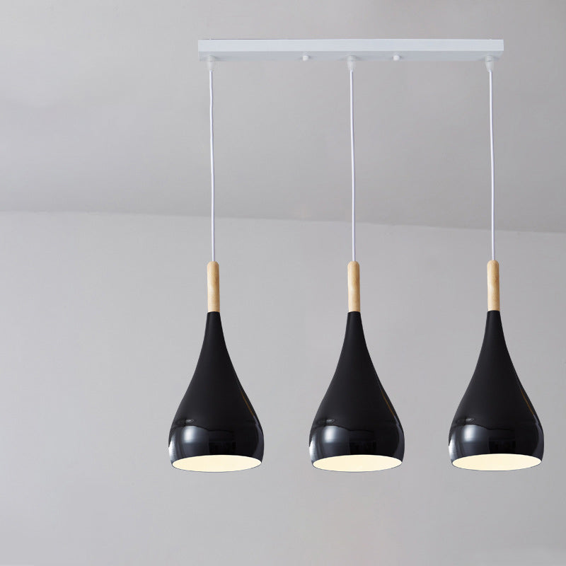 Hjemix | Nordic Iron Wood Aluminium Pumpkin Water Drop 1-Lyskilde Pendellampe for Spisestue