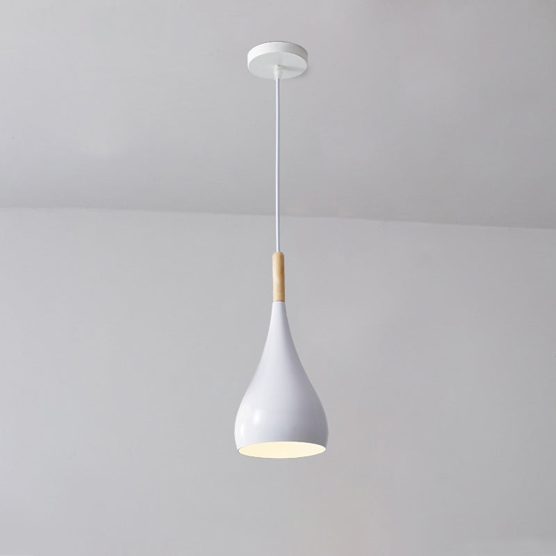 Hjemix | Nordic Iron Wood Aluminium Pumpkin Water Drop 1-Lyskilde Pendellampe for Spisestue