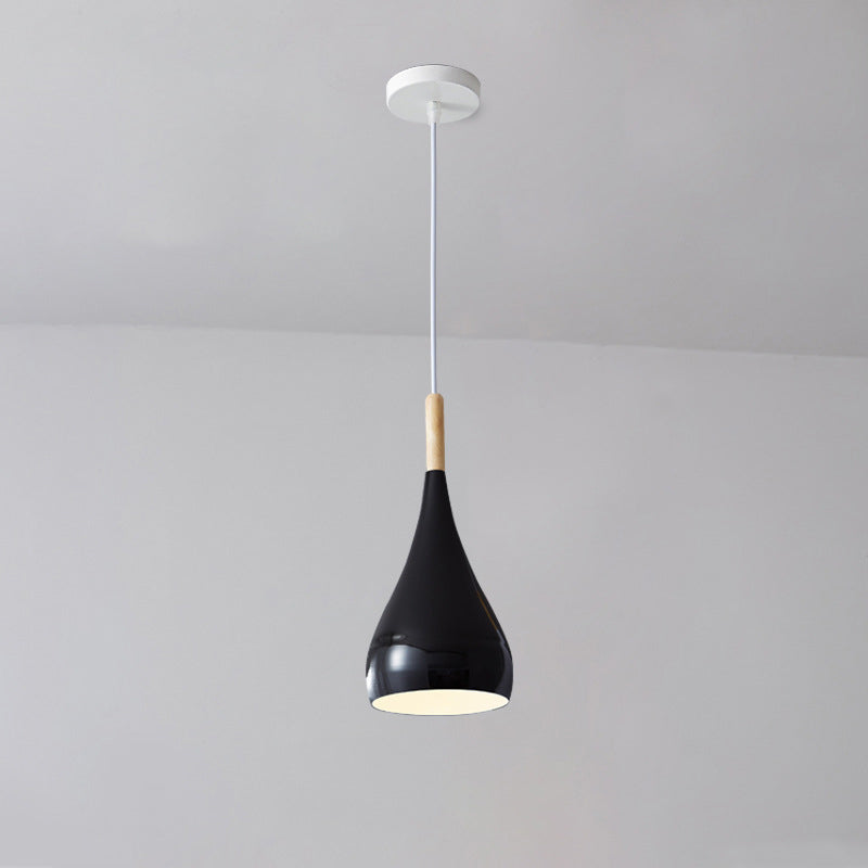 Hjemix | Nordic Iron Wood Aluminium Pumpkin Water Drop 1-Lyskilde Pendellampe for Spisestue