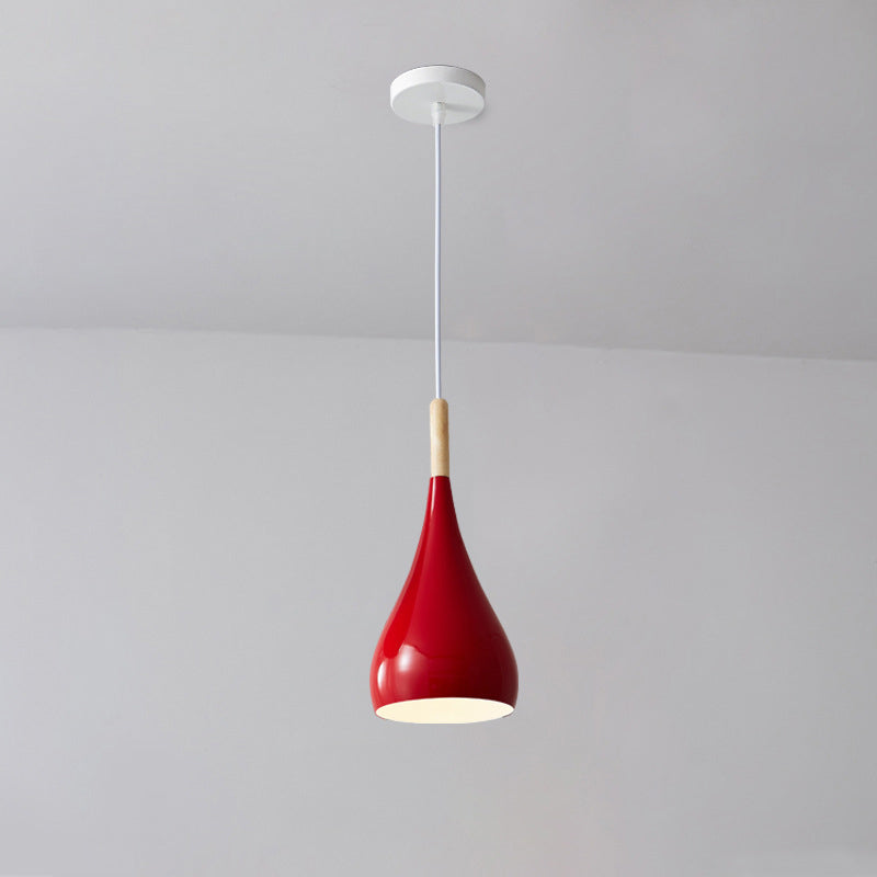 Hjemix | Nordic Iron Wood Aluminium Pumpkin Water Drop 1-Lyskilde Pendellampe for Spisestue