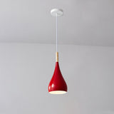 Hjemix | Nordic Iron Wood Aluminium Pumpkin Water Drop 1-Lyskilde Pendellampe for Spisestue