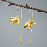 Hjemix | 18K Gull Elegant Magnolia Blomst Dangle Øredobber