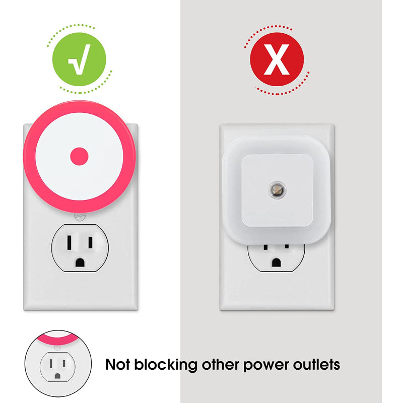 Hjemix | Nattlys plugges inn i veggen [4Pack], nattlys med lysensorer, LED nattlys for barnerommet, baby nattlys, bad natterlys, trappelys, ganglys