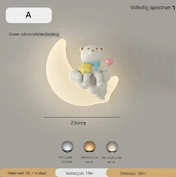 Hjemix | Vegglampe Måne | Mild belysning | Høy kvalitet - Noram