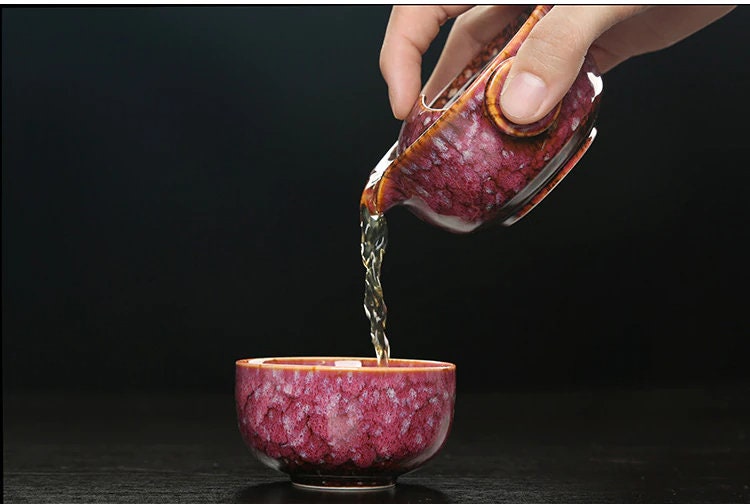 Hjemix | Keramisk Gaiwan Sett kuai ke Te Sett Camping Kung Fu Te Sett 1 Tekanne 1 Kopp Reise Tekanne Kaffe Kopp Vann Mugge Kontor Kjele Drikkebestikk
