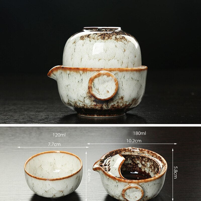 Hjemix | Keramisk Gaiwan Sett kuai ke Te Sett Camping Kung Fu Te Sett 1 Tekanne 1 Kopp Reise Tekanne Kaffe Kopp Vann Mugge Kontor Kjele Drikkebestikk