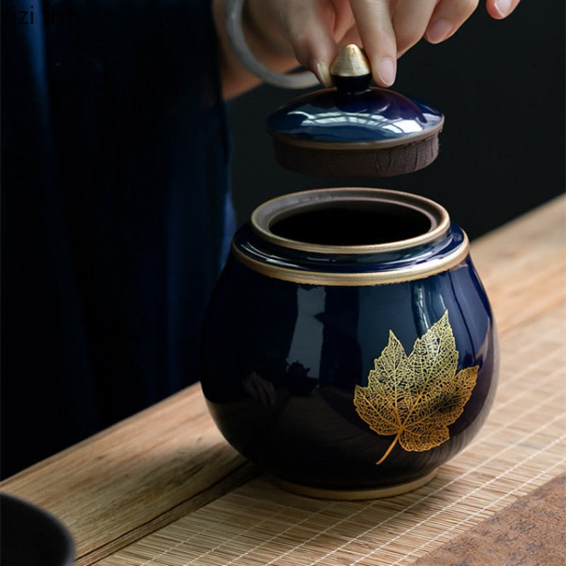 Hjemix | Keramisk Tekanne Tea Cajon Teeboks Oppbevaring Te Beholder Fuktbestandig Forseglet Tank Oppbevaringsbeholder Godteri Krukke Oppbevaringsboks