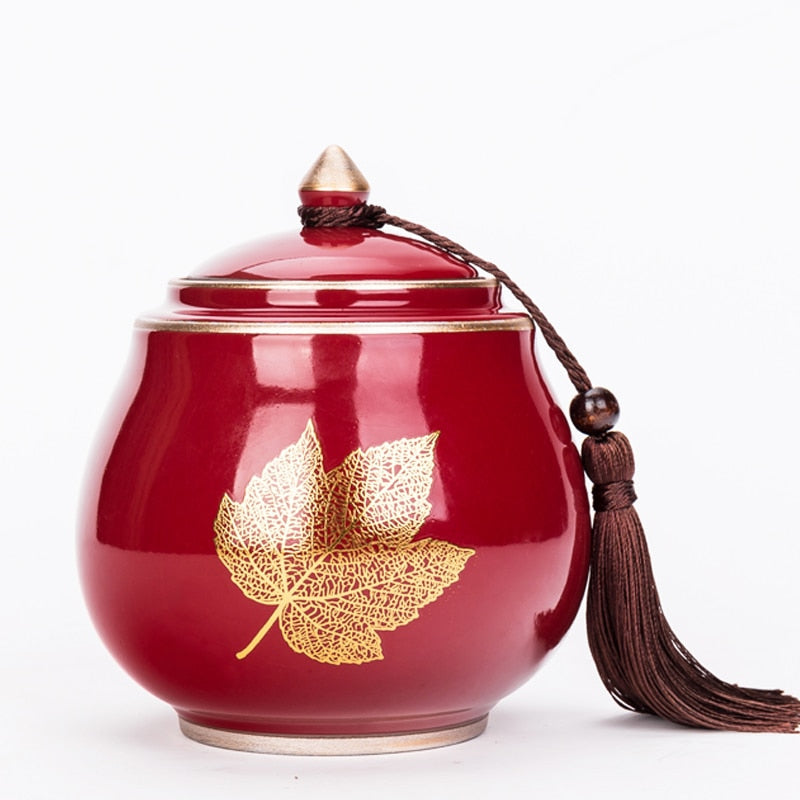 Hjemix | Keramisk Tekanne Tea Cajon Teeboks Oppbevaring Te Beholder Fuktbestandig Forseglet Tank Oppbevaringsbeholder Godteri Krukke Oppbevaringsboks