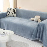 Hjemix | Chenille Teppe Herringbone Quaste Sofa Deksel