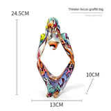 Hjemix | Fargerik Graffiti Abstrakt Harpiks Håndlagde Kunstverk Skulptur Tenkeren Figur Statue Hjemmedekorasjon Innendørs Kontor Skrivebord Smykker