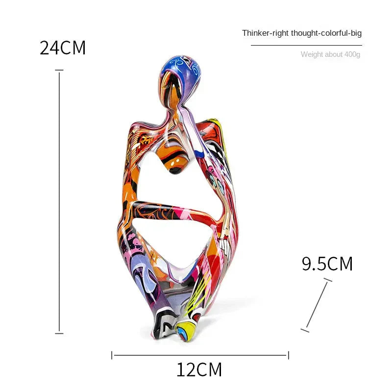 Hjemix | Fargerik Graffiti Abstrakt Harpiks Håndlagde Kunstverk Skulptur Tenkeren Figur Statue Hjemmedekorasjon Innendørs Kontor Skrivebord Smykker