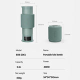 Hjemix | CompactKettle | Elegant elektrisk sammenleggbar vannkoker | Plassbesparende og elegant