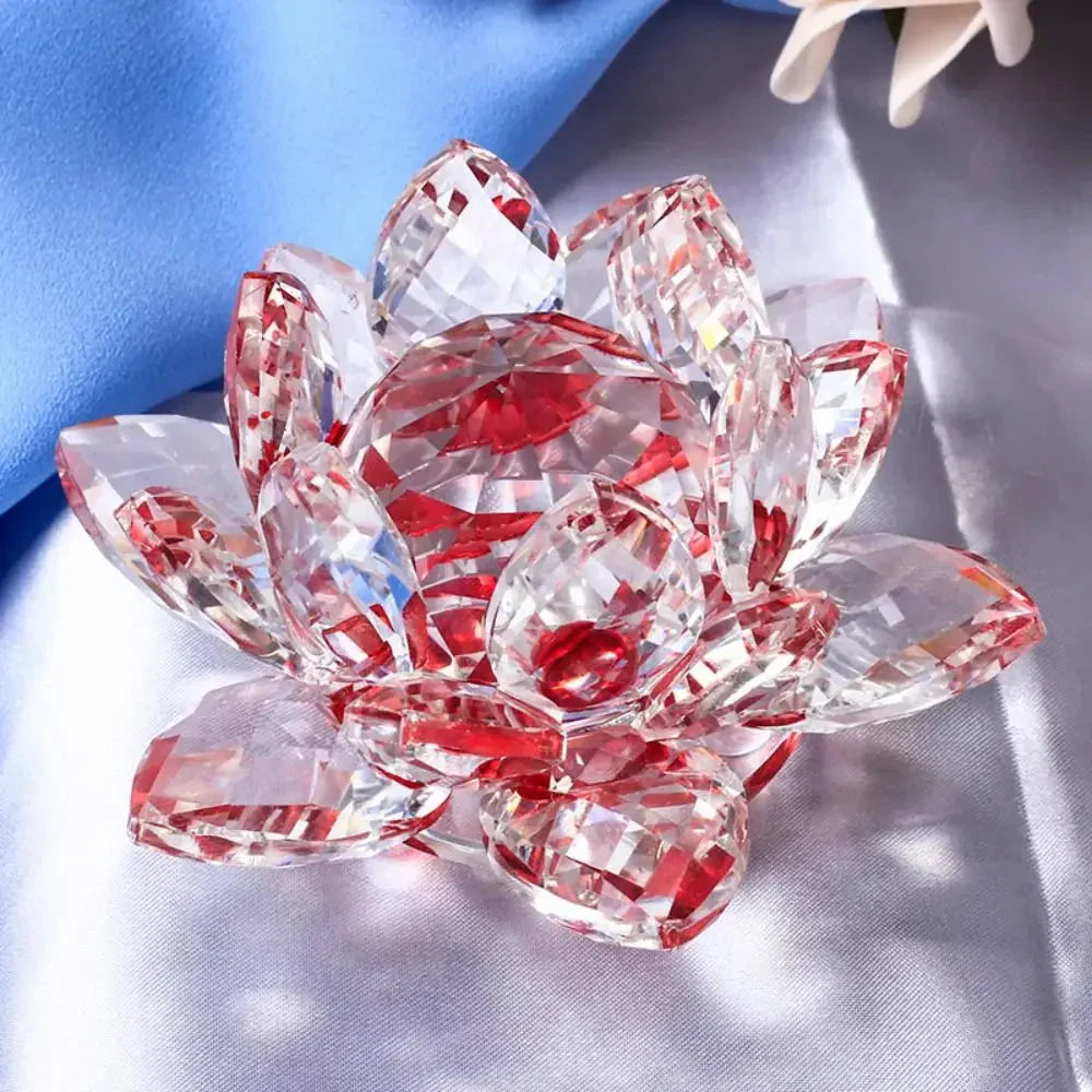Hjemix | Krystall Lotusblomst Figur Hjem Bryllupsdekorasjon Glasskunst Samling Papirvekt Kontorbord Smykker Souvenir Gaver