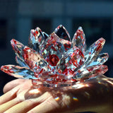 Hjemix | Krystall Lotusblomst Figur Hjem Bryllupsdekorasjon Glasskunst Samling Papirvekt Kontorbord Smykker Souvenir Gaver