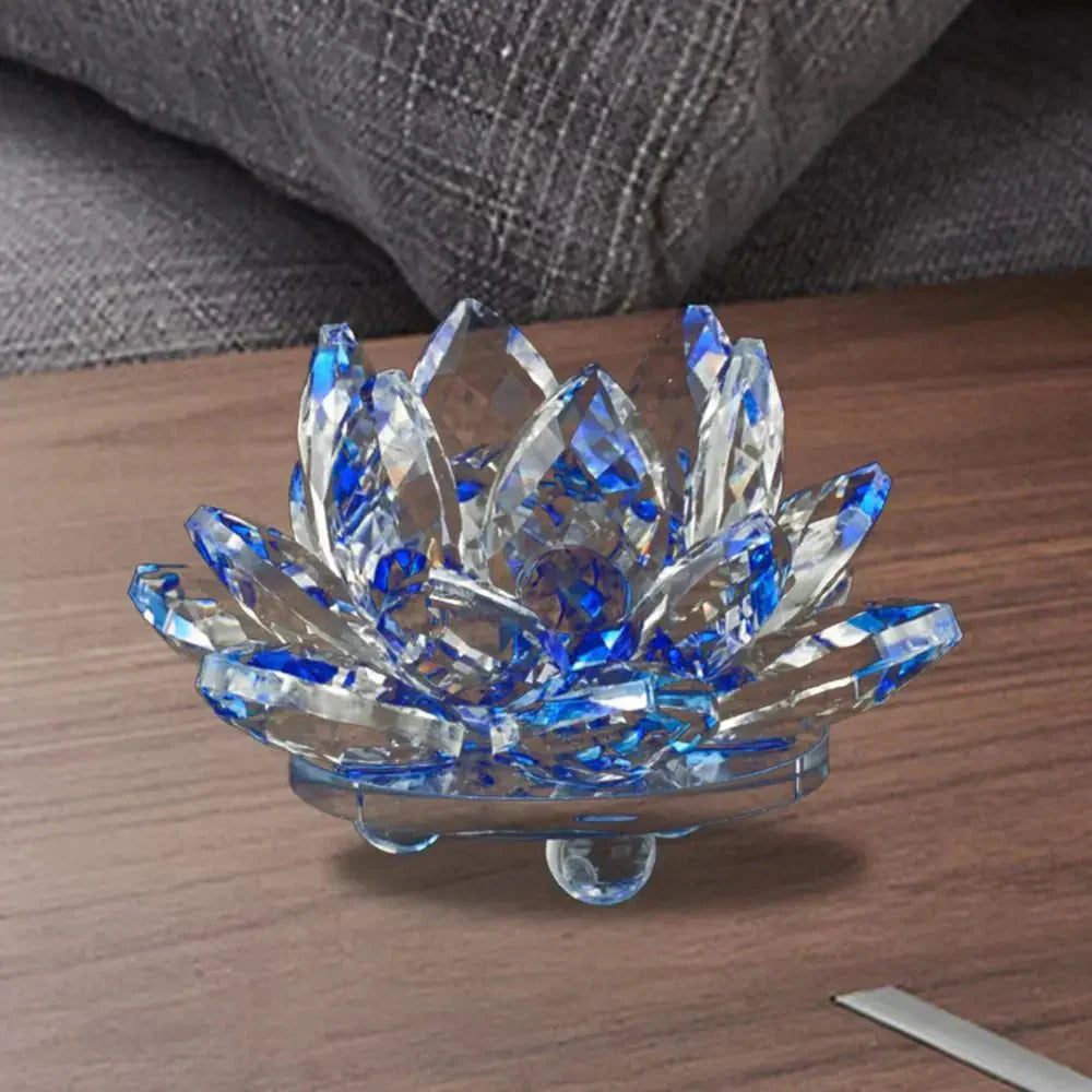 Hjemix | Krystall Lotusblomst Figur Hjem Bryllupsdekorasjon Glasskunst Samling Papirvekt Kontorbord Smykker Souvenir Gaver