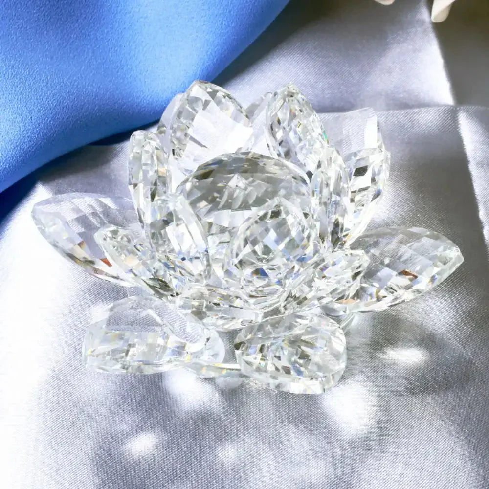 Hjemix | Krystall Lotusblomst Figur Hjem Bryllupsdekorasjon Glasskunst Samling Papirvekt Kontorbord Smykker Souvenir Gaver