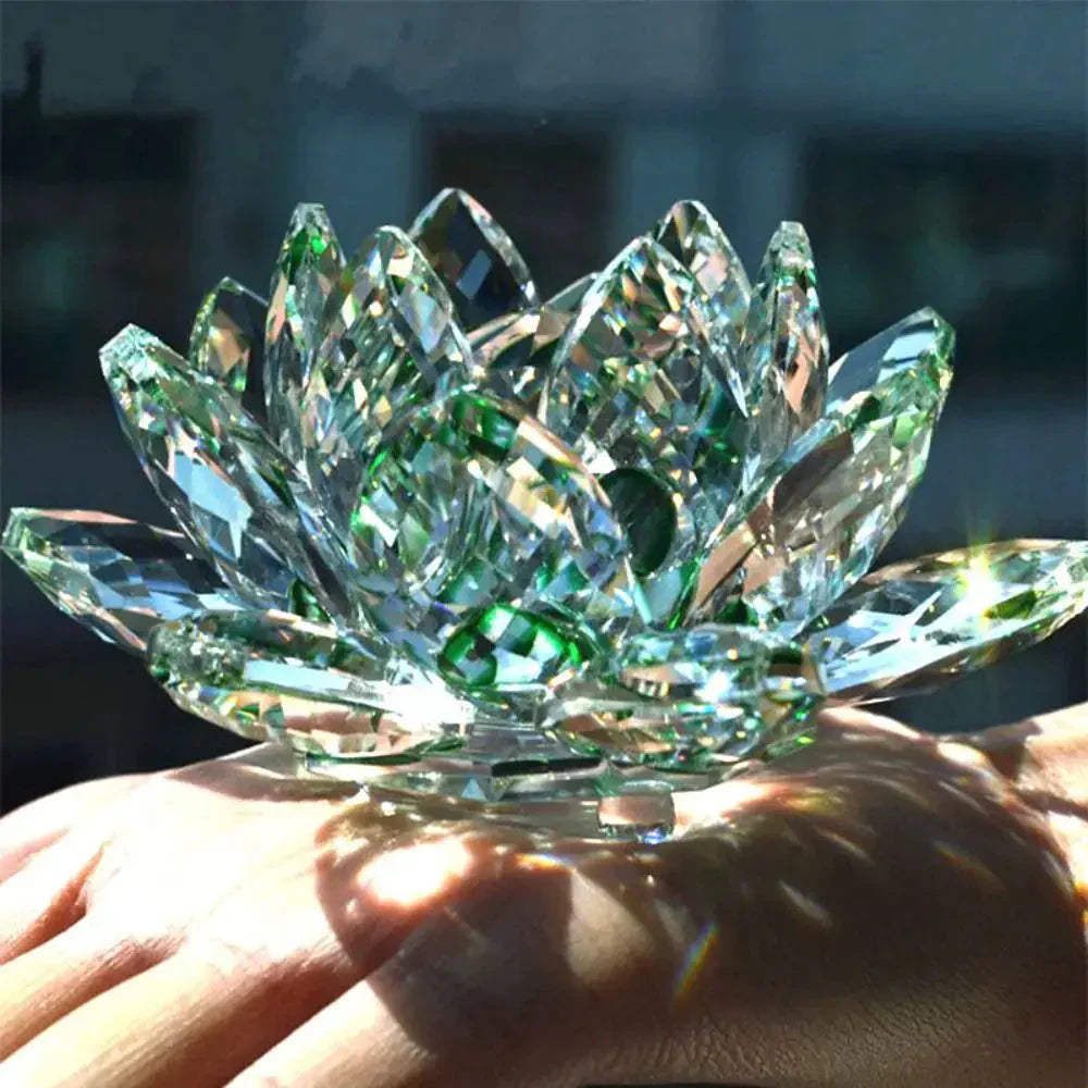 Hjemix | Krystall Lotusblomst Figur Hjem Bryllupsdekorasjon Glasskunst Samling Papirvekt Kontorbord Smykker Souvenir Gaver