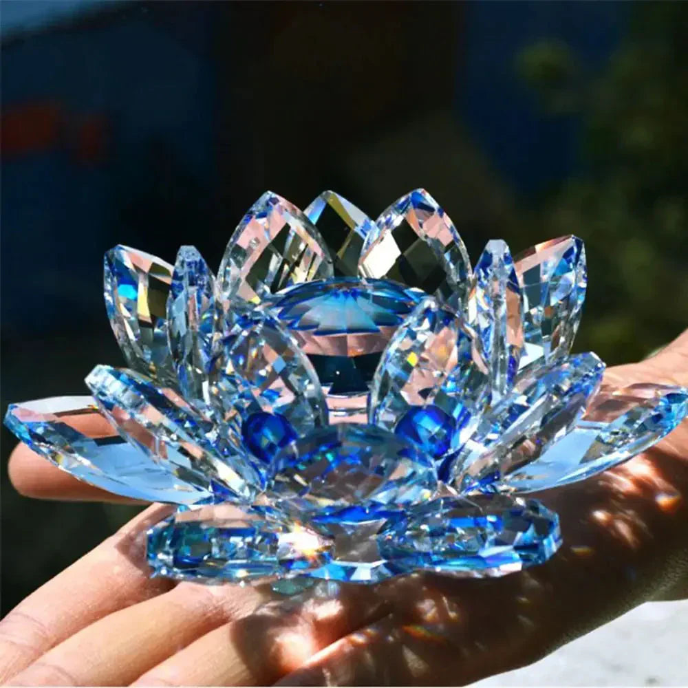 Hjemix | Krystall Lotusblomst Figur Hjem Bryllupsdekorasjon Glasskunst Samling Papirvekt Kontorbord Smykker Souvenir Gaver
