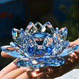 Hjemix | Krystall Lotusblomst Figur Hjem Bryllupsdekorasjon Glasskunst Samling Papirvekt Kontorbord Smykker Souvenir Gaver