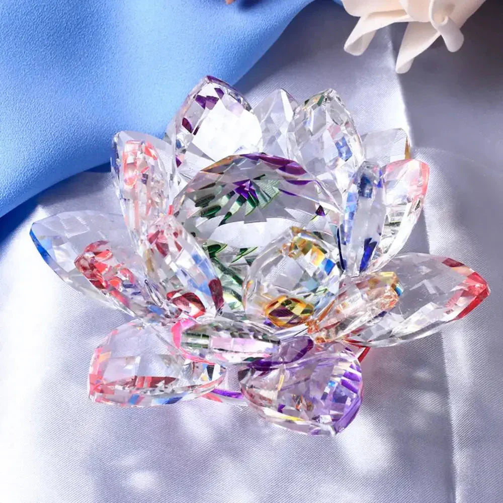 Hjemix | Krystall Lotusblomst Figur Hjem Bryllupsdekorasjon Glasskunst Samling Papirvekt Kontorbord Smykker Souvenir Gaver