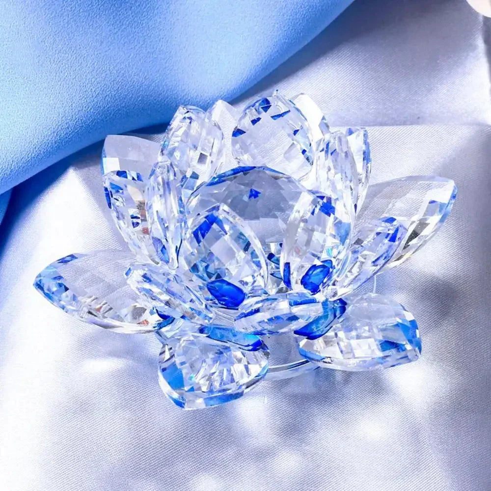 Hjemix | Krystall Lotusblomst Figur Hjem Bryllupsdekorasjon Glasskunst Samling Papirvekt Kontorbord Smykker Souvenir Gaver