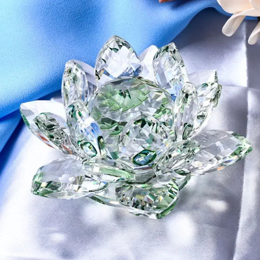Hjemix | Krystall Lotusblomst Figur Hjem Bryllupsdekorasjon Glasskunst Samling Papirvekt Kontorbord Smykker Souvenir Gaver