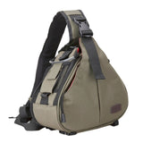 Hjemix | CADEN Triangle Tscope Sling Shoulder Cross Digital Camera Bags Case Soft Bag with Rain Cover for Canon Nikon Sony K1, Størrelse: 36*31*15cm (Hærgrønn)