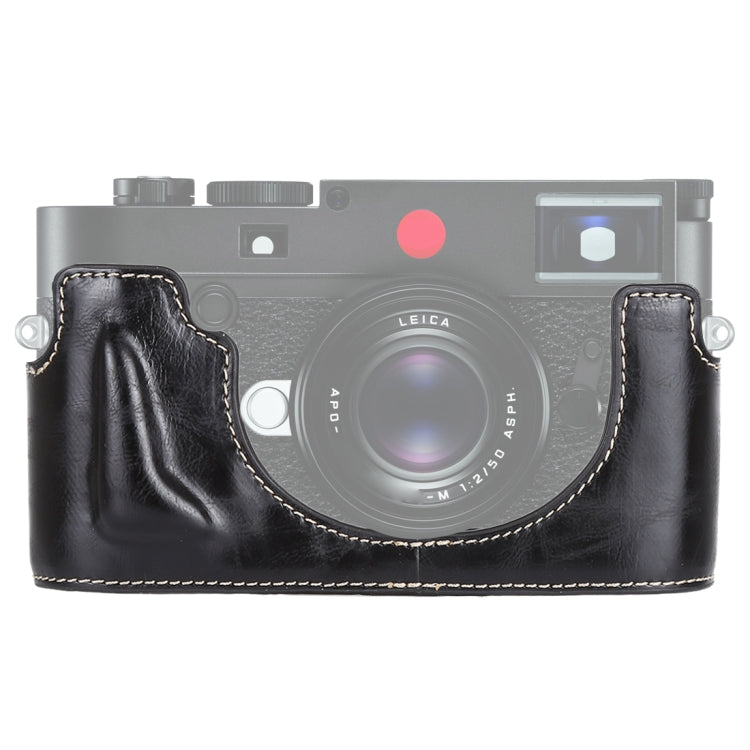 Hjemix | 1/4 tomme Gjenget PU Lær Kamera Halvveske Base for Leica M10 (Svart)