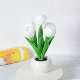 Hjemix | Moderne Kreativ Simulering Tulipan Peony LED Nattlys Bordlampe