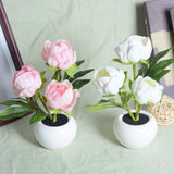 Hjemix | Moderne Kreativ Simulering Tulipan Peony LED Nattlys Bordlampe