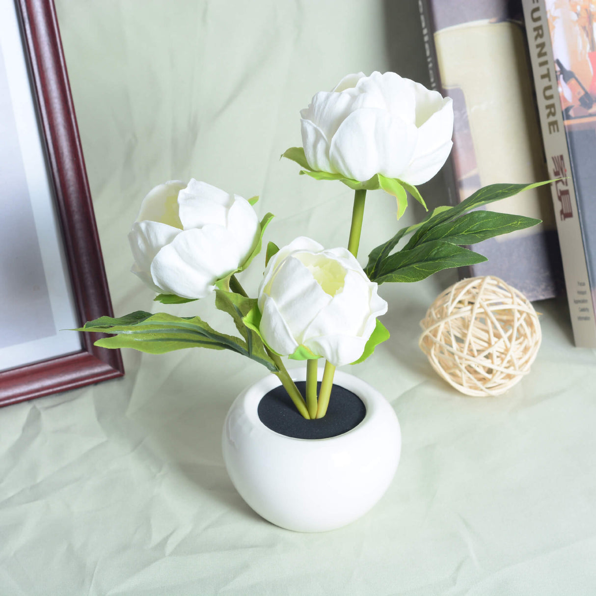 Hjemix | Moderne Kreativ Simulering Tulipan Peony LED Nattlys Bordlampe