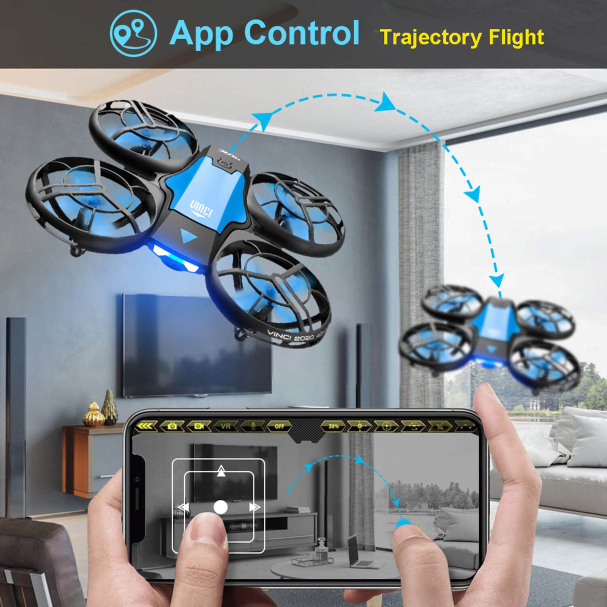 Hjemix | Kamera for Nybegynnere | Flygende RC Quadcopter med Bevegelse og Mobilkontroll