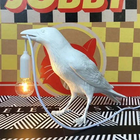 Hjemix | E14-pære med kontakt Gothic Raven Lampe Vintage Harpiks Fuglelampe til Nattbord, Kontor, Stue Landhus Art Deco Stil