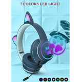 Hjemix | AKZ-022 USB + 3.5mm Port Katøre Design Sammenleggbar LED Hodesett med Mikrofon (Svart)