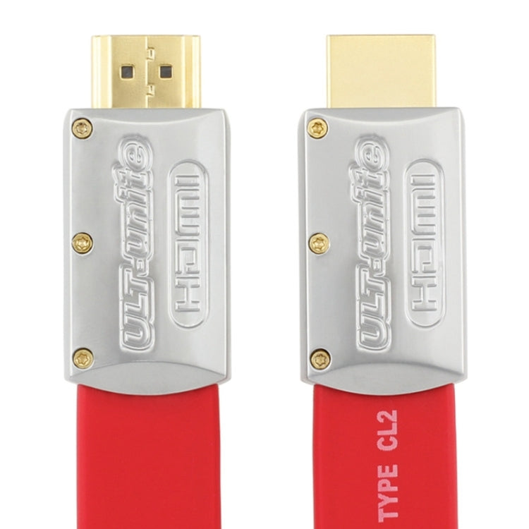 Hjemix | ULT-unite 4K Ultra HD forgyllet HDMI til HDMI flat kabel, kabel lengde: 8m (Rød)