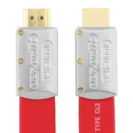 Hjemix | ULT-unite 4K Ultra HD forgyllet HDMI til HDMI flat kabel, kabel lengde: 8m (Rød)
