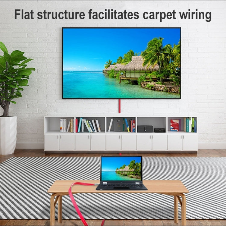 Hjemix | ULT-unite 4K Ultra HD forgyllet HDMI til HDMI flat kabel, kabel lengde: 8m (Rød)