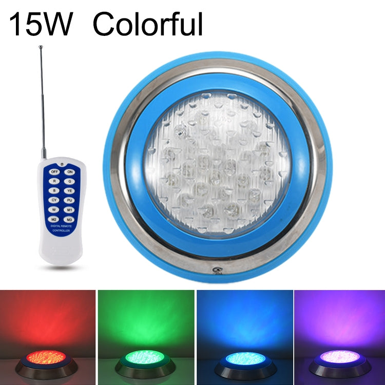Hjemix | 15W LED Rustfritt Stål Veggmontert Bassengbelysning Landskaps Undervannslys (Farget Lys + Fjernkontroll)