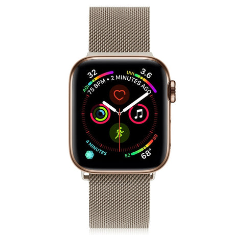 Hjemix | Frerndorf | Milanese rustfritt stål klokkerem for Apple Watch Series 9&8&7 41 mm / SE 3&SE 2&6&SE&5&4 40 mm / 3&2&1 38 mm (Vintage Gold)